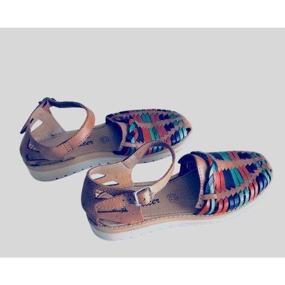 Galcer Mexican Women's 8 Leather Huarache Boho Platform Sandal Tan - Picture 12 of 12